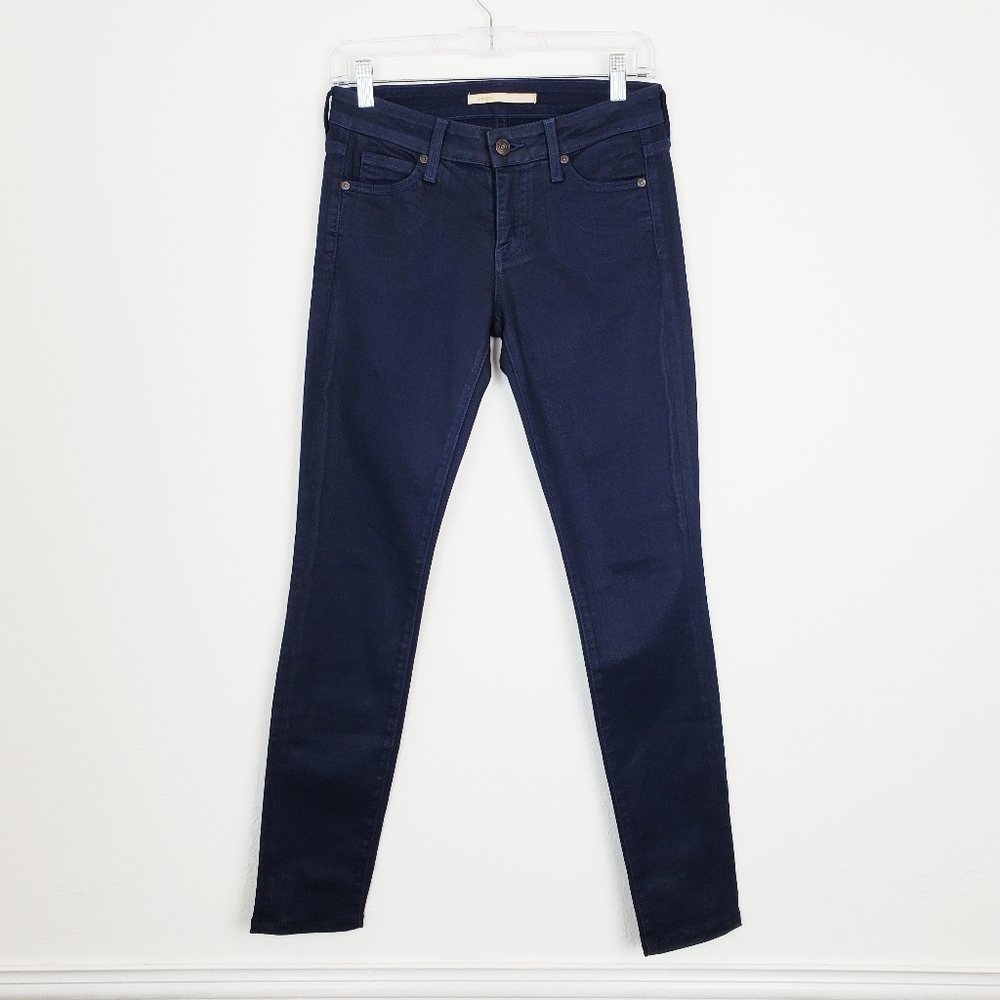 Vince Skinny Jeans Lola Stovepipe Wax Coated Moroccan Blue Designer Denim